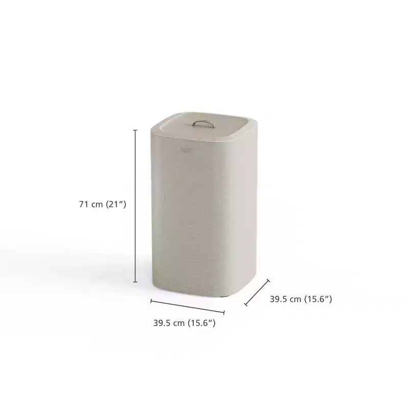 Cesto portabiancheria beige a scomparto singolo con coperchio, 60 litri