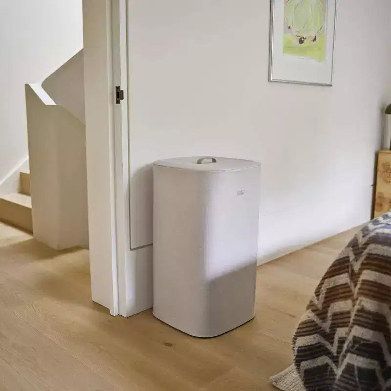 Cesto portabiancheria beige a scomparto singolo con coperchio, 60 litri
