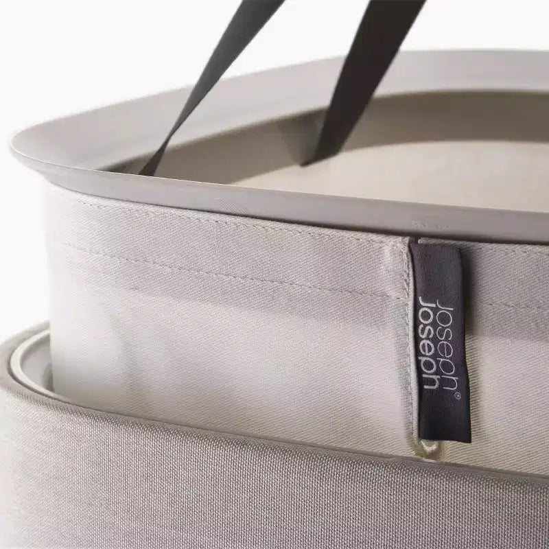 Cesto portabiancheria beige a scomparto singolo con coperchio, 60 litri