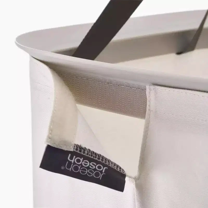 Cesto portabiancheria beige a scomparto singolo con coperchio, 60 litri
