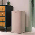 Cesto portabiancheria beige a scomparto singolo con coperchio, 60 litri