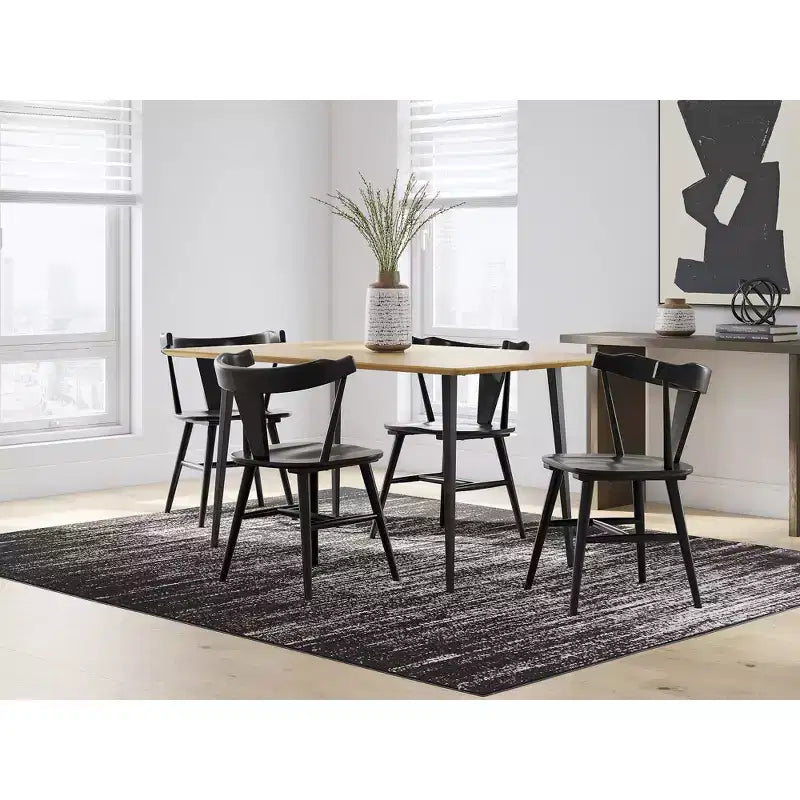 Sedia da pranzo senza braccioli nera, con schienale a botte, set da 2