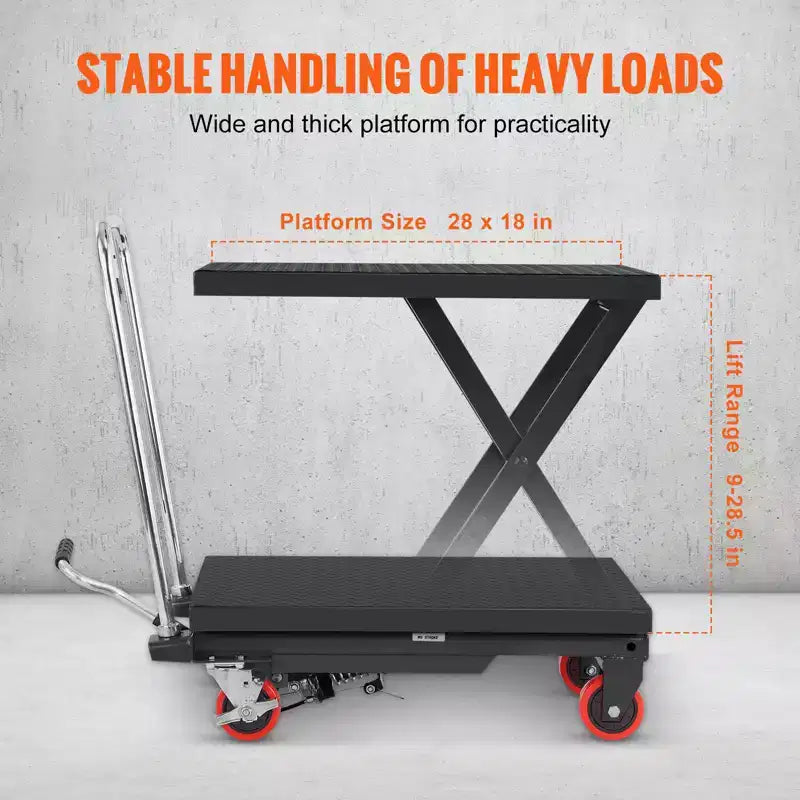 Carrello elevatore idraulico a forbice singolo manuale nero, 227 kg, 1 persona