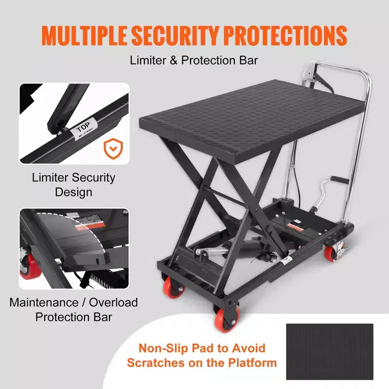 Carrello elevatore idraulico a forbice singolo manuale nero, 227 kg, 1 persona