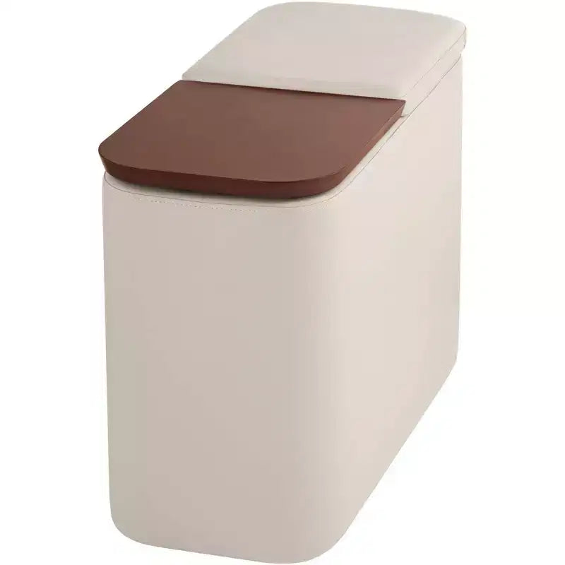 Consolle rettangolare color talpa in similpelle con contenitore, 1 pezzo