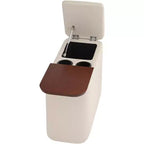 Consolle rettangolare color talpa in similpelle con contenitore, 1 pezzo