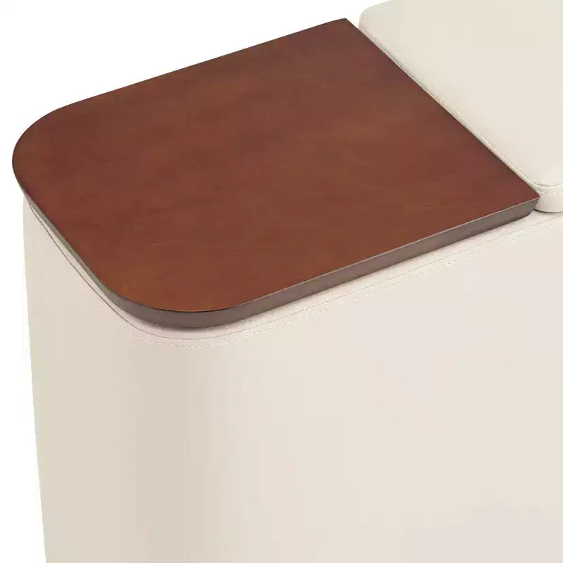 Consolle rettangolare color talpa in similpelle con contenitore, 1 pezzo