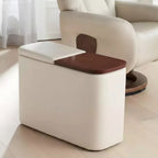 Consolle rettangolare color talpa in similpelle con contenitore, 1 pezzo