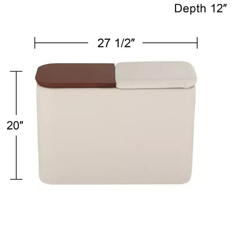 Consolle rettangolare color talpa in similpelle con contenitore, 1 pezzo