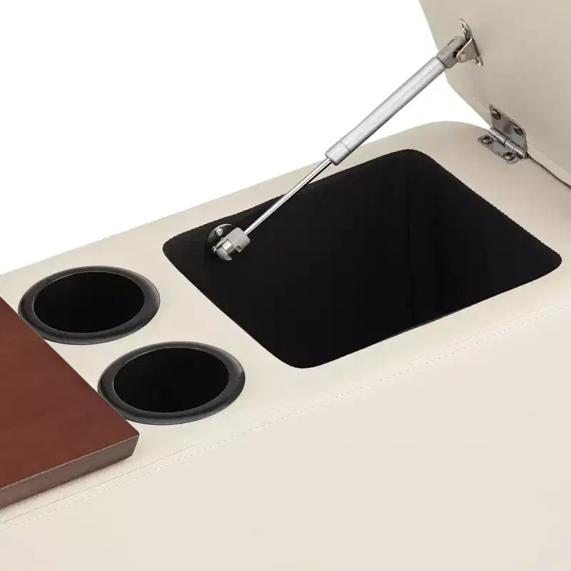 Consolle rettangolare color talpa in similpelle con contenitore, 1 pezzo