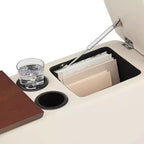 Consolle rettangolare color talpa in similpelle con contenitore, 1 pezzo