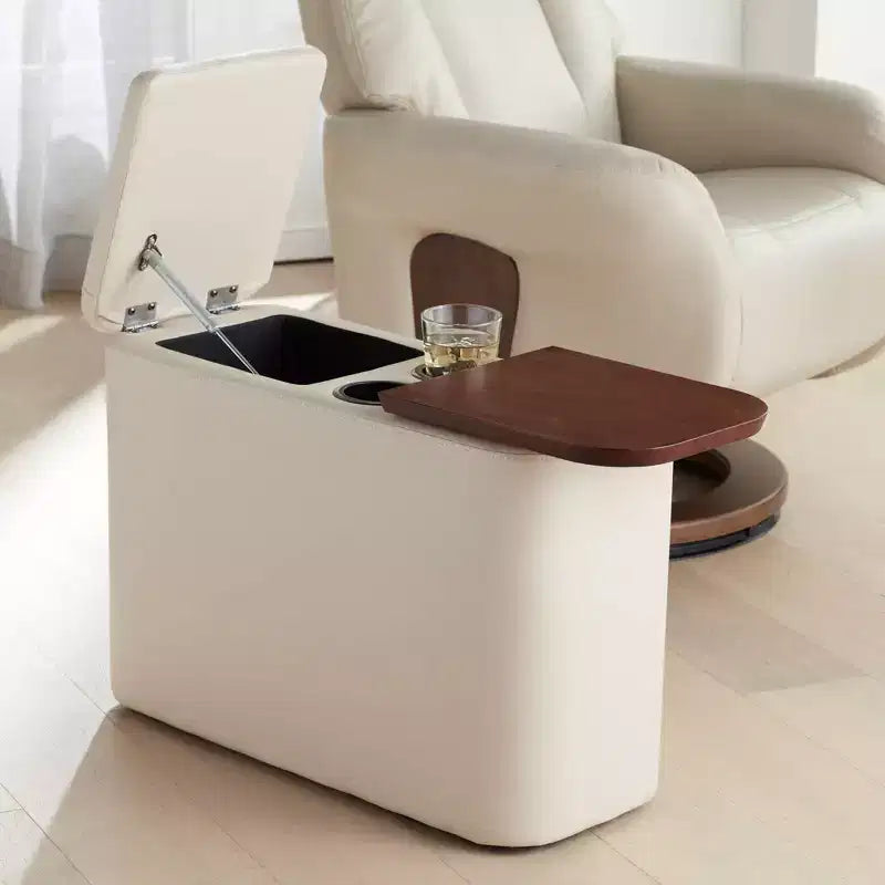 Consolle rettangolare color talpa in similpelle con contenitore, 1 pezzo