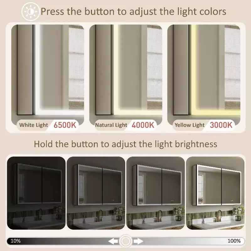Pensile a specchio a LED nero – Anta singola/doppia/tripla, a incasso o a parete