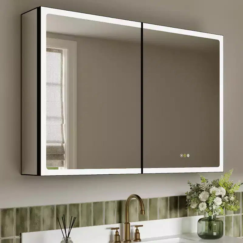Pensile a specchio a LED nero – Anta singola/doppia/tripla, a incasso o a parete