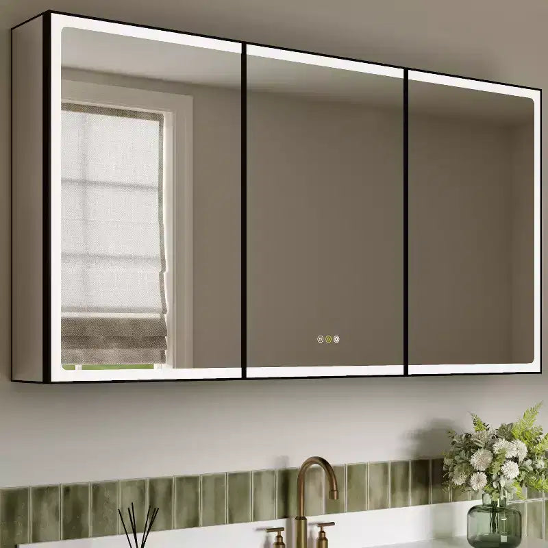 Pensile a specchio a LED nero – Anta singola/doppia/tripla, a incasso o a parete