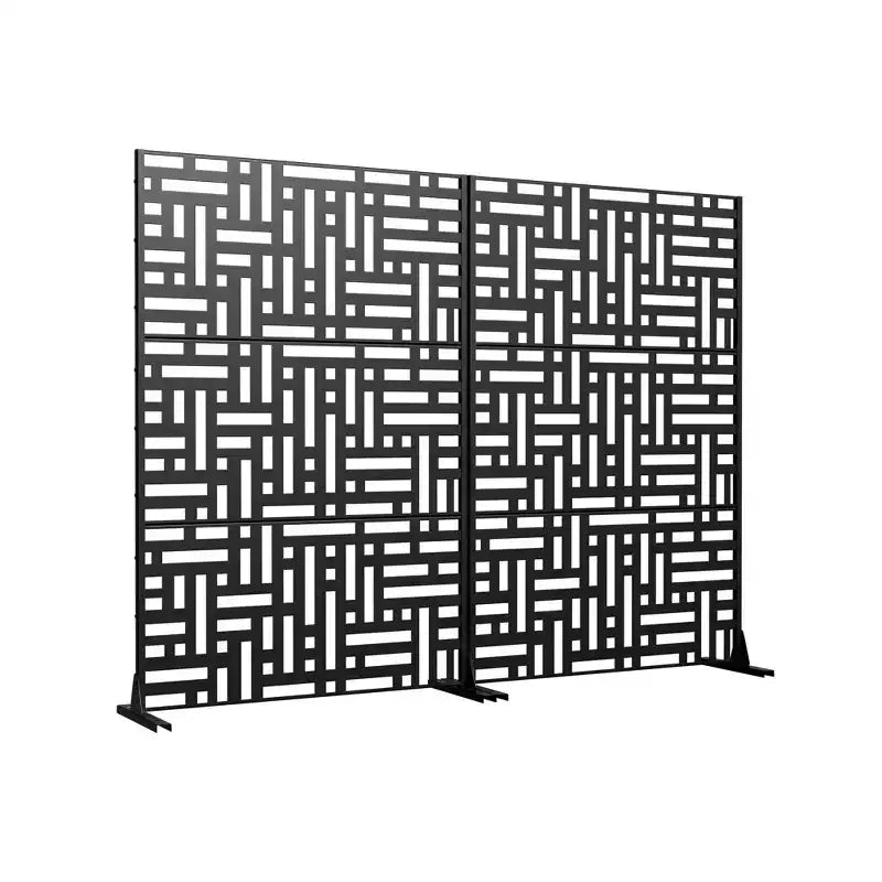 Paravento nero a 6 pannelli per esterni, set da 3 pezzi