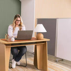 Divisorio mobile a 3 pannelli, bifacciale, bicolore blu/grigio, per 2 persone