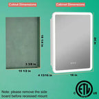 Specchiera Contenitore a LED, Bianco / Nero / Oro, Apertura a Sinistra / Destra, Anta Singola, Incasso o a Parete