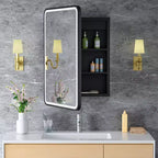 Specchiera Contenitore a LED, Bianco / Nero / Oro, Apertura a Sinistra / Destra, Anta Singola, Incasso o a Parete