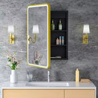 Specchiera Contenitore a LED, Bianco / Nero / Oro, Apertura a Sinistra / Destra, Anta Singola, Incasso o a Parete