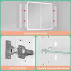 Specchiera Contenitore a LED, Bianco / Nero / Oro, Apertura a Sinistra / Destra, Anta Singola, Incasso o a Parete