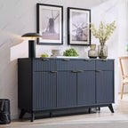 Mobile buffet scanalato da 60" con 3 cassetti e 4 ante, ontano scuro/grigio scuro/bianco/ontano bianco, per 1