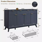 Mobile buffet scanalato da 60" con 3 cassetti e 4 ante, ontano scuro/grigio scuro/bianco/ontano bianco, per 1