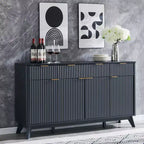 Mobile buffet scanalato da 60" con 3 cassetti e 4 ante, ontano scuro/grigio scuro/bianco/ontano bianco, per 1