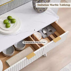 Mobile buffet scanalato da 60" con 3 cassetti e 4 ante, ontano scuro/grigio scuro/bianco/ontano bianco, per 1