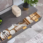 Mobile buffet scanalato da 60" con 3 cassetti e 4 ante, ontano scuro/grigio scuro/bianco/ontano bianco, per 1