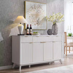 Mobile buffet scanalato da 60" con 3 cassetti e 4 ante, ontano scuro/grigio scuro/bianco/ontano bianco, per 1