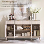 Mobile buffet scanalato da 60" con 3 cassetti e 4 ante, ontano scuro/grigio scuro/bianco/ontano bianco, per 1