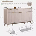Mobile buffet scanalato da 60" con 3 cassetti e 4 ante, ontano scuro/grigio scuro/bianco/ontano bianco, per 1
