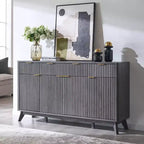 Mobile buffet scanalato da 60" con 3 cassetti e 4 ante, ontano scuro/grigio scuro/bianco/ontano bianco, per 1