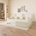 Divano sezionale a L in velluto grigio, chaise longue reversibile, 5 posti, 2 pezzi