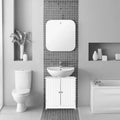 Mobiletto sottolavabo bianco con ante a persiana, uso per 1 persona, 1 ripiano