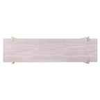 Tavolo Console con Piano in Finto Marmo Bianco, Struttura a X Dorata, 2 Ripiani, 1 Persona
