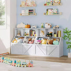 Libreria vintage grigia per bambini e organizer per giocattoli, 3 cubi aperti, 1 bambino