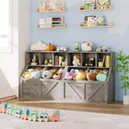 Libreria vintage grigia per bambini e organizer per giocattoli, 3 cubi aperti, 1 bambino
