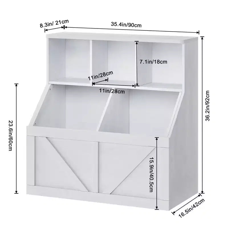 Libreria vintage grigia per bambini e organizer per giocattoli, 3 cubi aperti, 1 bambino