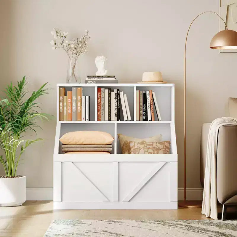 Libreria vintage grigia per bambini e organizer per giocattoli, 3 cubi aperti, 1 bambino