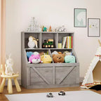 Libreria vintage grigia per bambini e organizer per giocattoli, 3 cubi aperti, 1 bambino