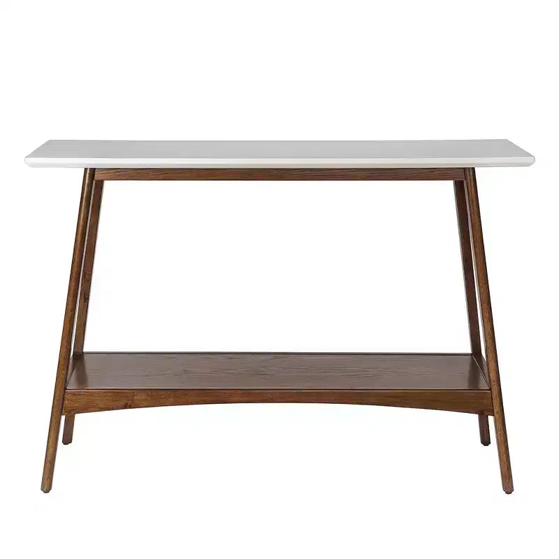 Consolle bianca e marrone con ripiano, 122 cm