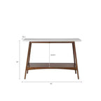 Consolle bianca e marrone con ripiano, 122 cm