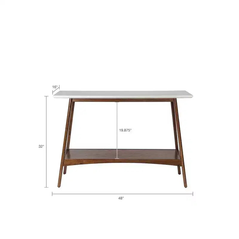 Consolle bianca e marrone con ripiano, 122 cm
