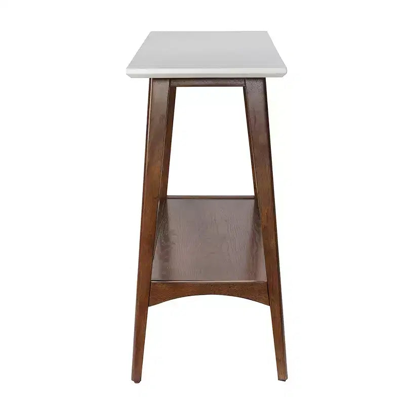 Consolle bianca e marrone con ripiano, 122 cm