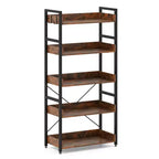 Costway 1/2 PCS 5-Tier Storage Rack with 4 Hooks Open Display Shelves Metal Frame Display