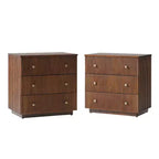 Sara 3-Drawer Modern end table with Built-in Charging Station Set of 2|ART OF LIVING DESIGNS-CHERRY