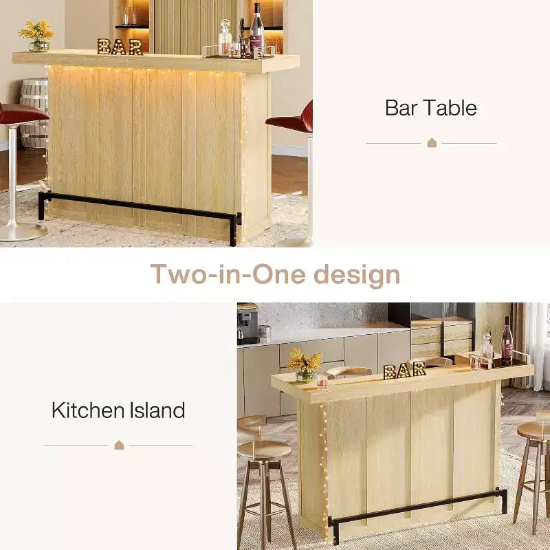 Mobile bar moderno a 4 livelli in legno/marrone con portabicchieri e poggiapiedi nero