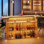 Mobile bar moderno a 4 livelli in legno/marrone con portabicchieri e poggiapiedi nero